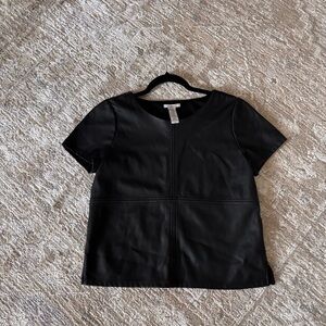 Bar III Black Short Sleeve Women's Top